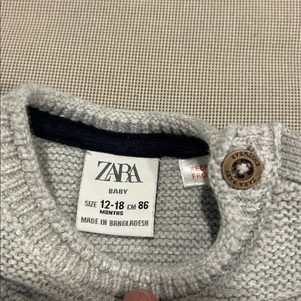 Zara Baby Cotton Knit Light Gray Sweater